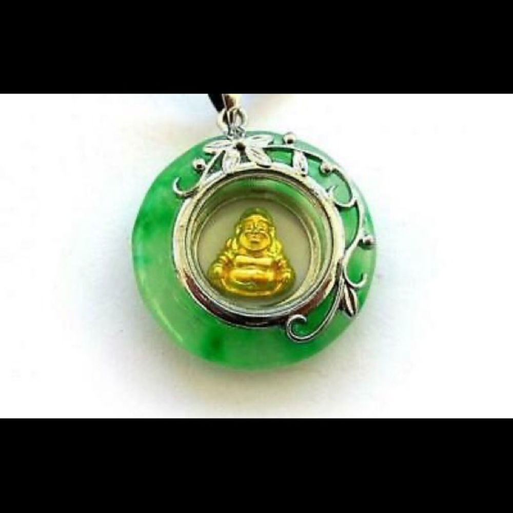 Spinning Necklace Jade Buddha VIDEO sterling Silver Rare